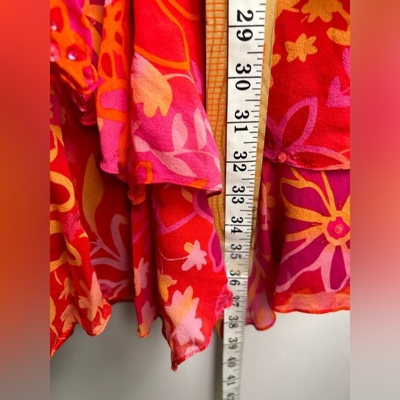 VTG BEADED Fairy Coquette Y2K 90s Muse 100% Silk sequins Layered Red HOCO Dres 4 - Picture 11 of 13